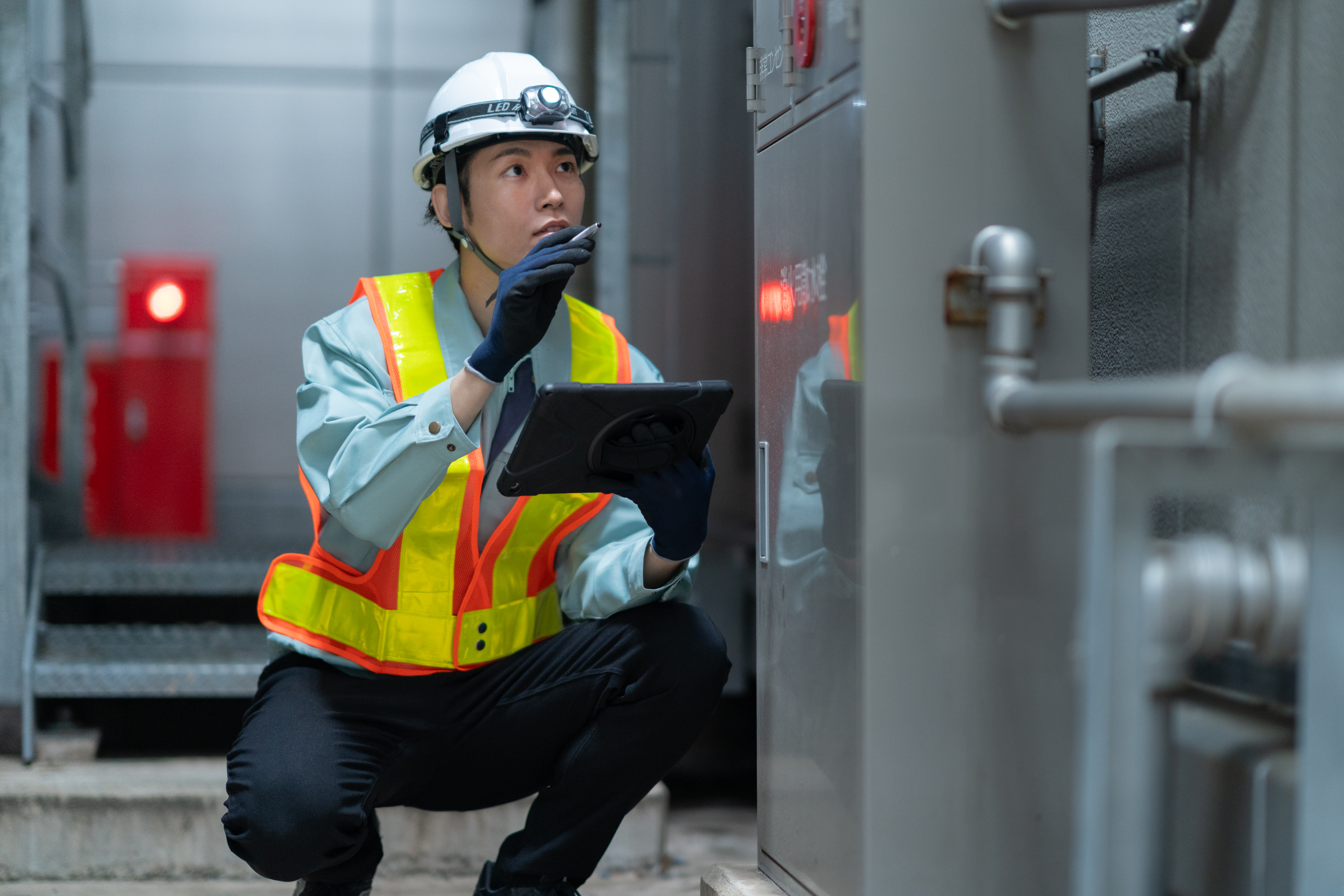 A male engineer who performs building maintenance.